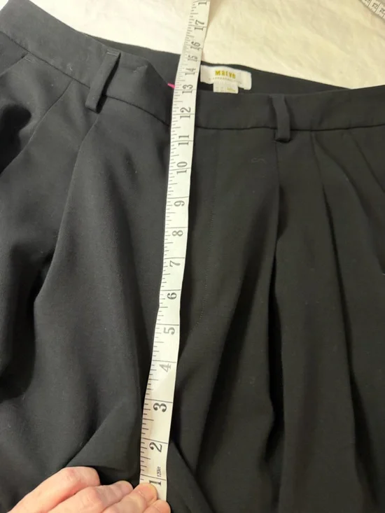 ANTHROPOLOGIE MAEVE Pleated Trousers Wide-Leg Black Pants 10 - Picture 12 of 14